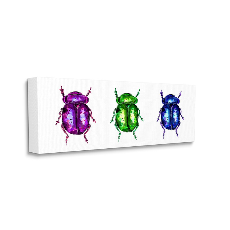 «Three Beetle Bugs On Canvas» par Sebastian Grafmann, impression, H 17 po x l 40 po x P 1,5 po