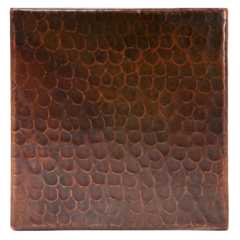 6" x 6" Hammered Copper Tile - Quantity 4