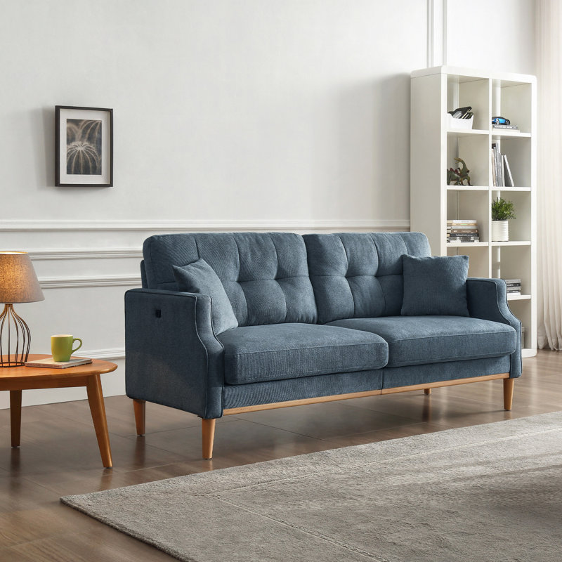 Anwita Recessed Arm Standard Loveseat, Fabric Dark Blue, 35.03" H x 70.1" W x 31.9"D