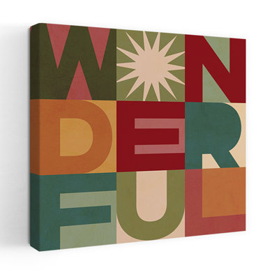 Wonderful Typography Grid Abstract Bold Geometric Landscape Nature Wall Art Print 1 Piece Wrapped Canvas Wall Art