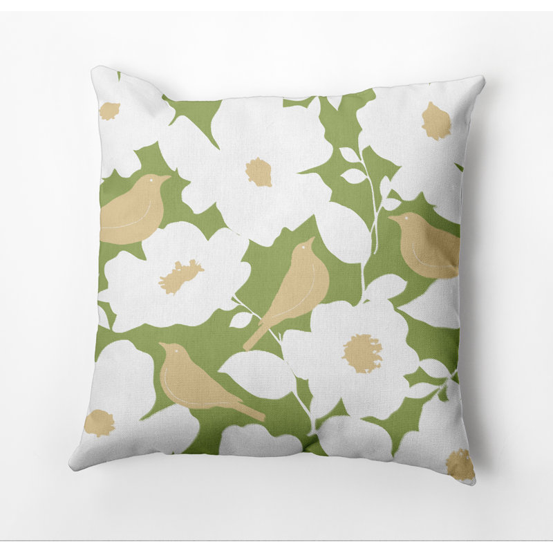 Housse de coussin d'extérieur carré Botanical Blooms Modfloral, Vert, 16 po x 16 po