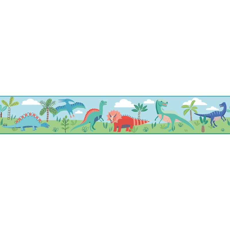 Bordure de papier peint lisse l 1,75 pi x l 5 po dinosaur parade