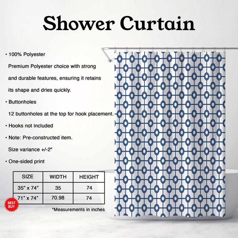 Rideau de douche bleu marine à bulles de qualité supérieure, H 74 po x l 71 po