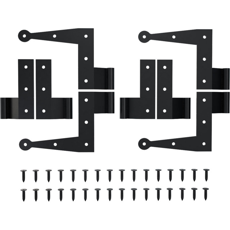 Charnière en L SteelTek avec ensemble de volets décalés de 0 po, pour des hauteurs de 60 à 80 po (comprend 2 paires de charnières en L, 2 paires de charnières plates)