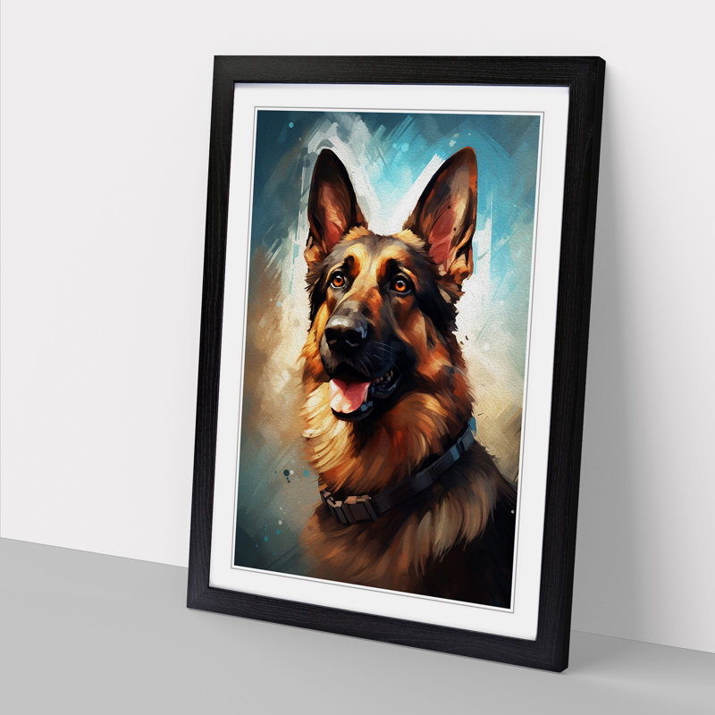 German Shepherd Informel No.3 - Framed Print, Black Framed, 46cm H x 34cm W