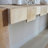 Rustic Modern Manufactured Wood Console Table With Step-Block Design