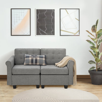 Chenille Upholstered Loveseat With Resilient Sponge