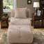 Fauteuils d'appoint infonuagiques sans accoudoirs avec repose-pieds, polyester taupe, style moderne pour la maison