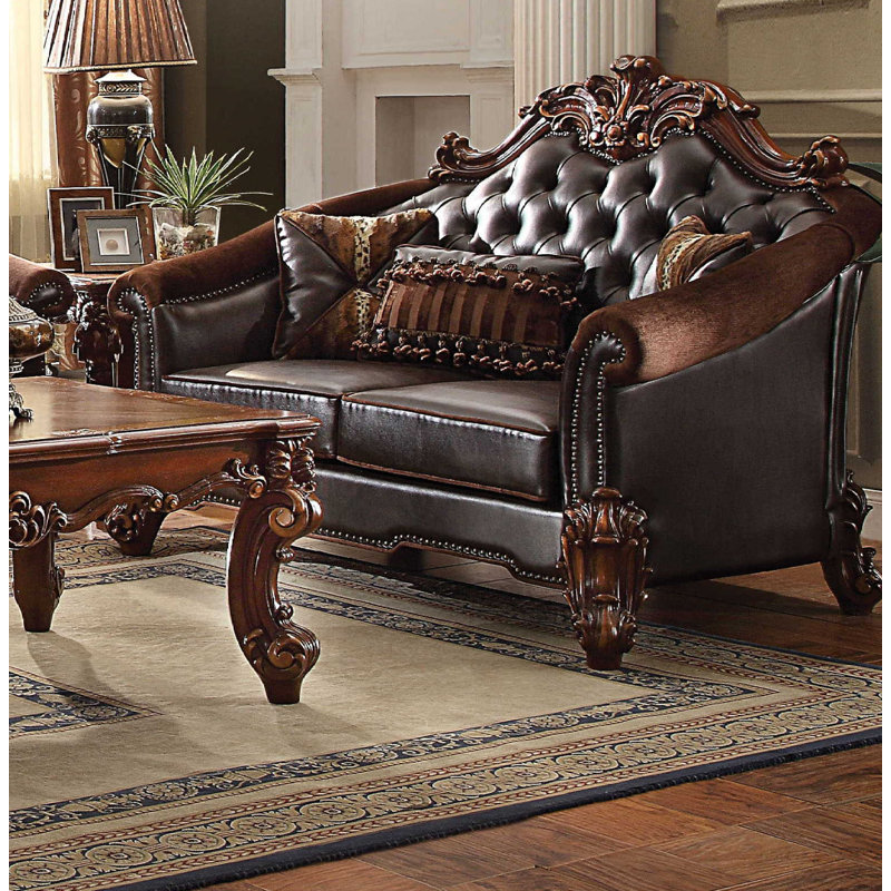 Leedom Upholstered 67'' Loveseat, Dark Brown Faux Leather