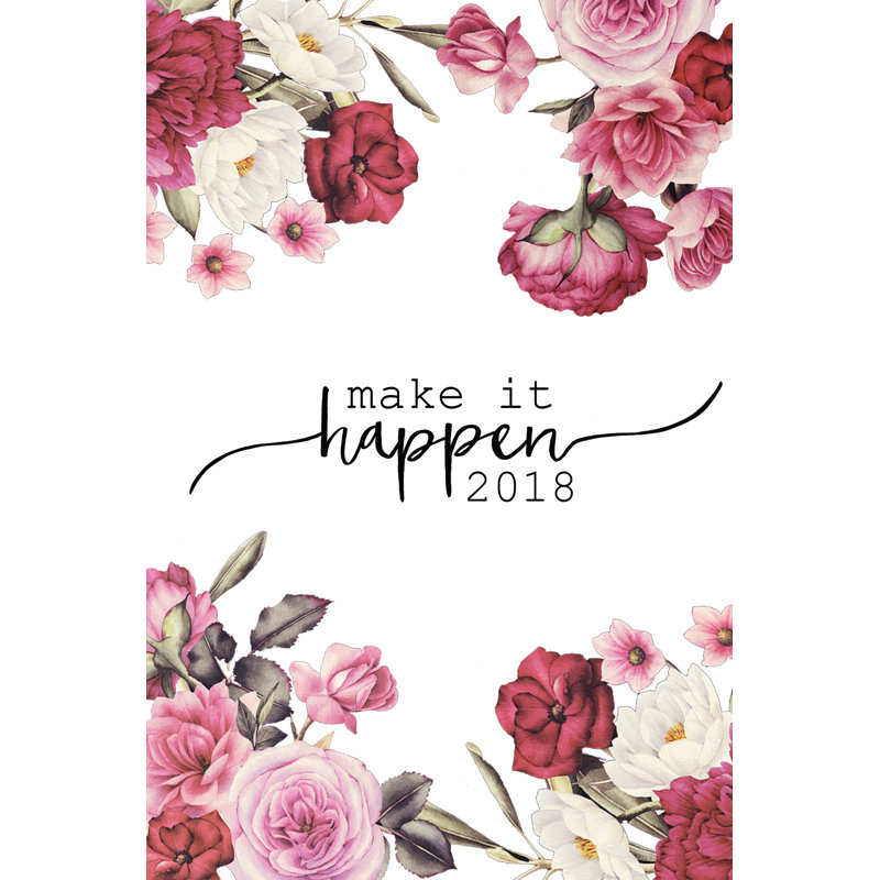 Make It Happen Pink Florals - Wrapped Canvas Print, 91cm H x 61cm W x 3.8cm D