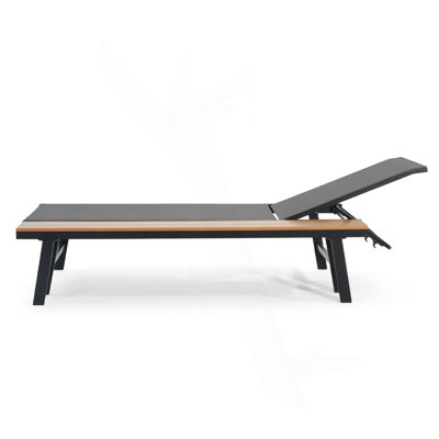 WATERLOO CHAISE LOUNGE WITH ATTACHED WOOD SIDE TABLE, 1PC
