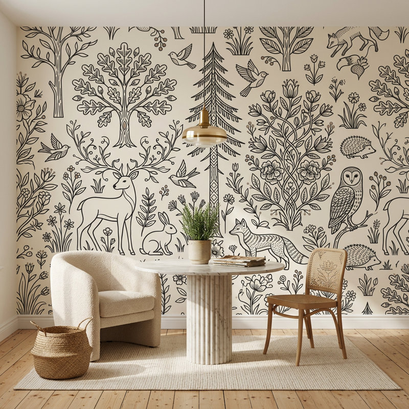Décoration murale amovible Woodland, 120 po x 96 po, Peler et coller