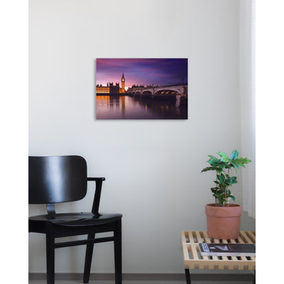 London View over the Thames Westminster Bridge - reproduction de photo sur papier