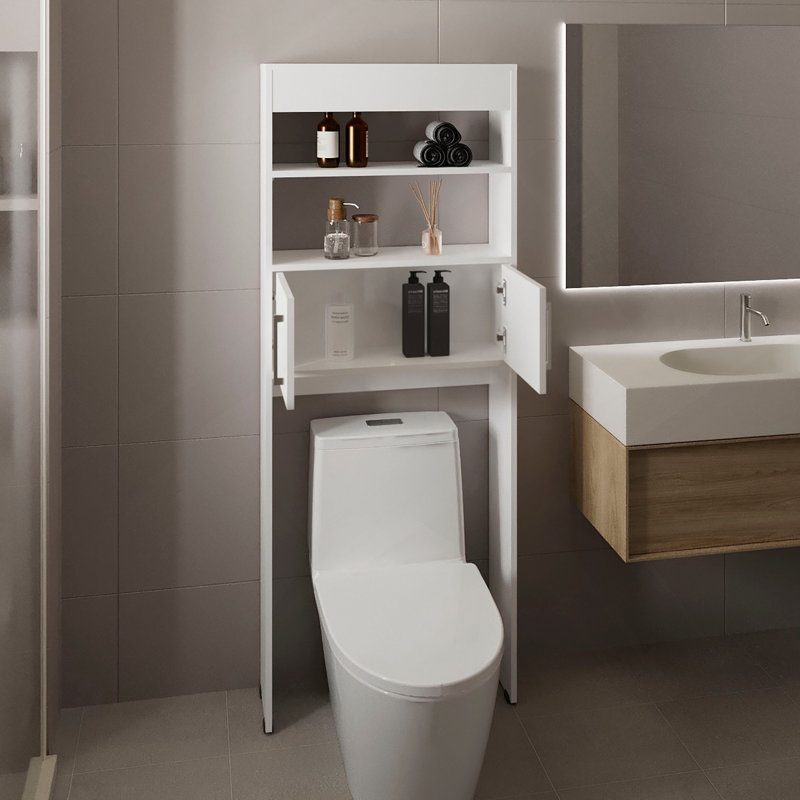 Au-dessus de l'armoire de toilette H 63 po, deux tablettes, porte double