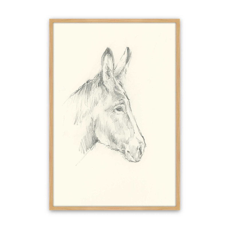 «Donkey Study I» par Ethan Harper, reproduction d'art sur toile, Tanné, Impression sur cadre ouvert sans papier mat
