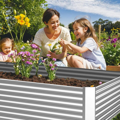 Boîte à fleurs en acier pour jardin et jardin 3 pièces Raised Garden Bed