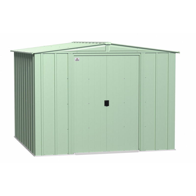 Sage Green 8' x 8' Steel Peak Roof Storage Shed Kit