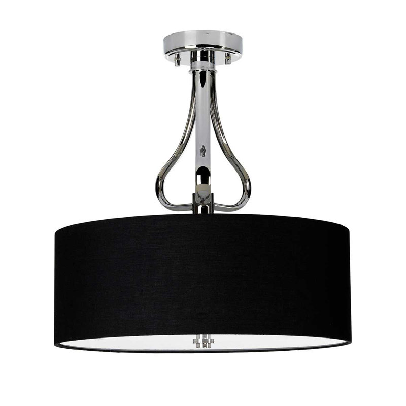 Partone Glass Semi Flush Mount, Black, Polished Chrome