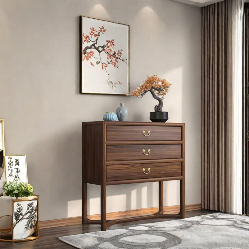 Solid Wood Three-Drawer Cabinet Classic Design, 38.58" H x 26.77" W x 14.96" D