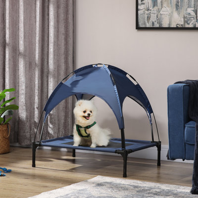 PawHut Elevated Portable Dog Cot Pet Bed with UV Protection Canopy Shade, 30 inch