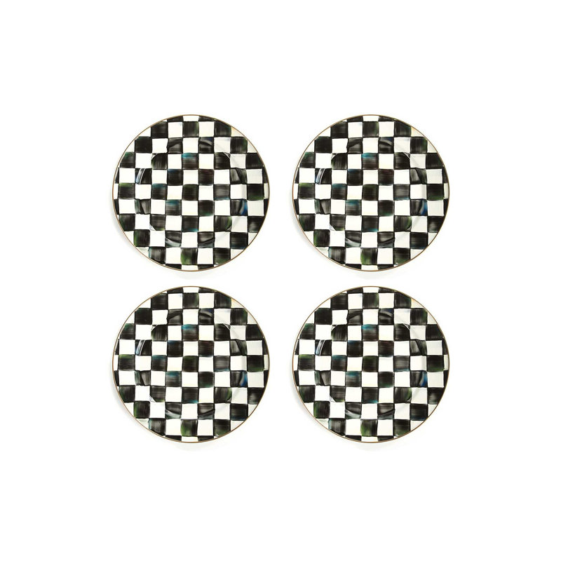 Sterling Check Enamel Chargers, Black/White