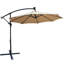 Parasol de patio à DEL solaire brun clair 10 pi - tissu respirant, 8 nervures, manivelle pour éclairage extérieur de la piscine-877450078