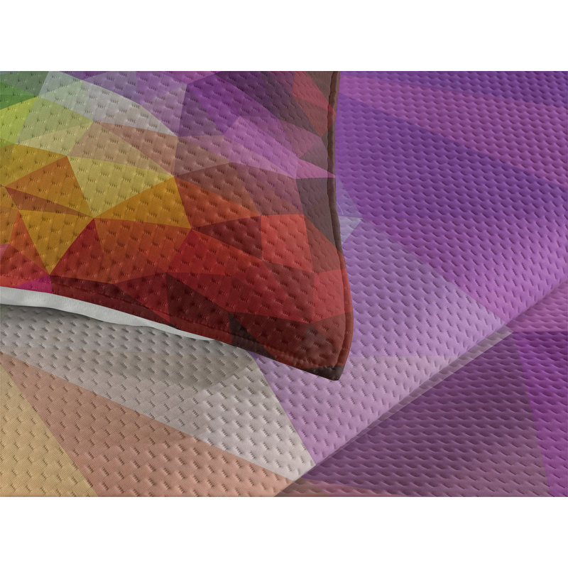 Multicolor Geometric Twin Quilted Bedspread Set