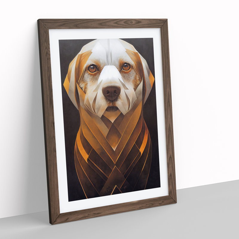 Majestic Dog Abstract - Framed Print, 64cm H x 46cm W x 2cm D, Walnut