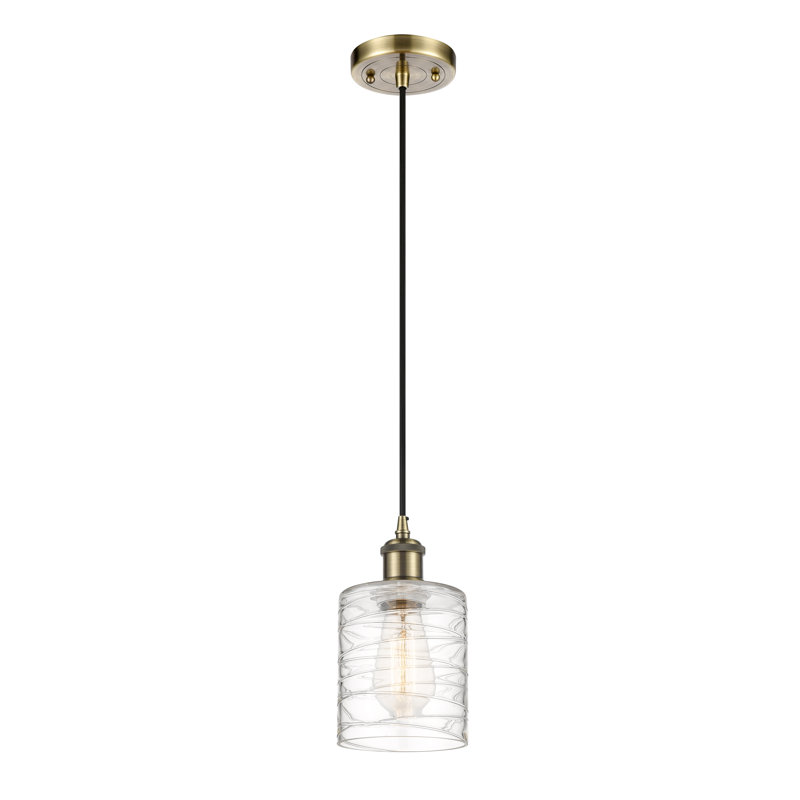 Malcolm 1 - Light Single Drop Pendant Pendant, Antique Brass, 8" H x 5" W x 5" D