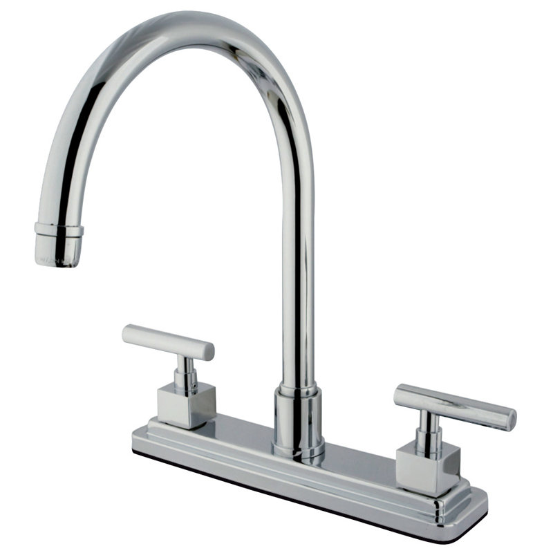 Kingston Brass Claremont Two-Handle 8" Centerset Kitchen Faucet, Polished Chrome, Without Side Spray