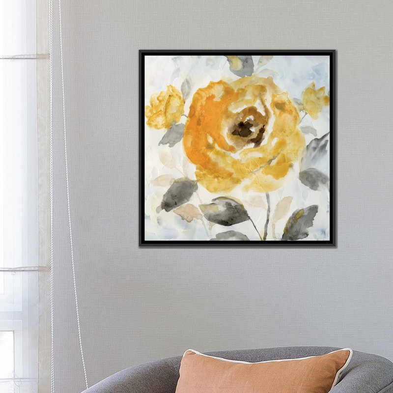 «Honey Rose II» par Nan - Estampe numérique sur toile tendue avec châssis, H 18 po x l 18 po x P 1,5 po, Pas de tapis