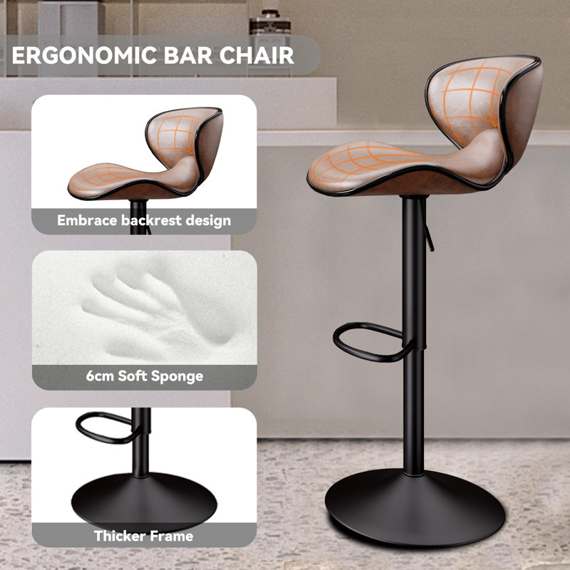 Middleport Swivel Upholstered Adjustable Height Counter Stool with Metal Frame
