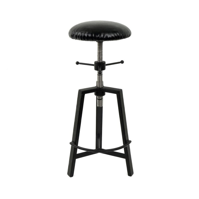 Aahyan Swivel Adjustable Height Counter Stool with Metal Frame, Black