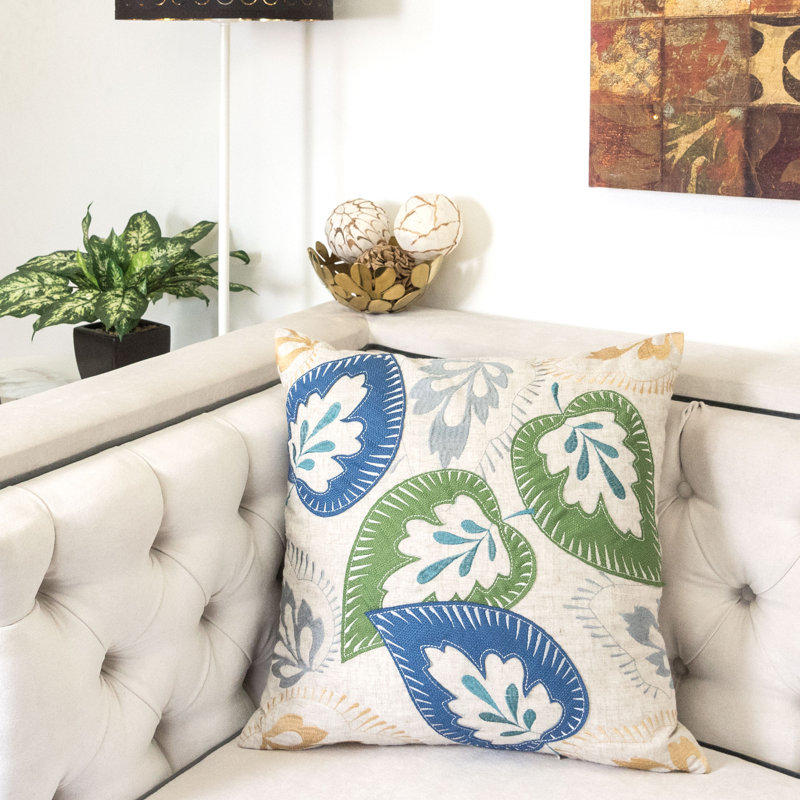 Floral Linen Throw Pillow