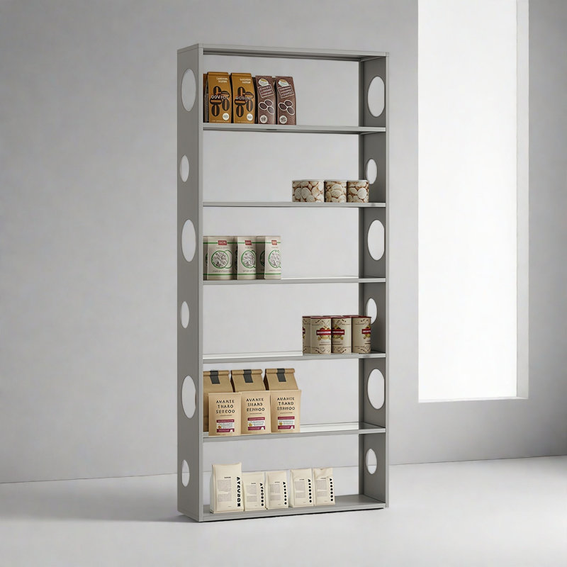Une bibliothèque au sens artistique unique, (6 tablettes) H 70,8 po x l 39,3 po x P 9,8 po, Gris