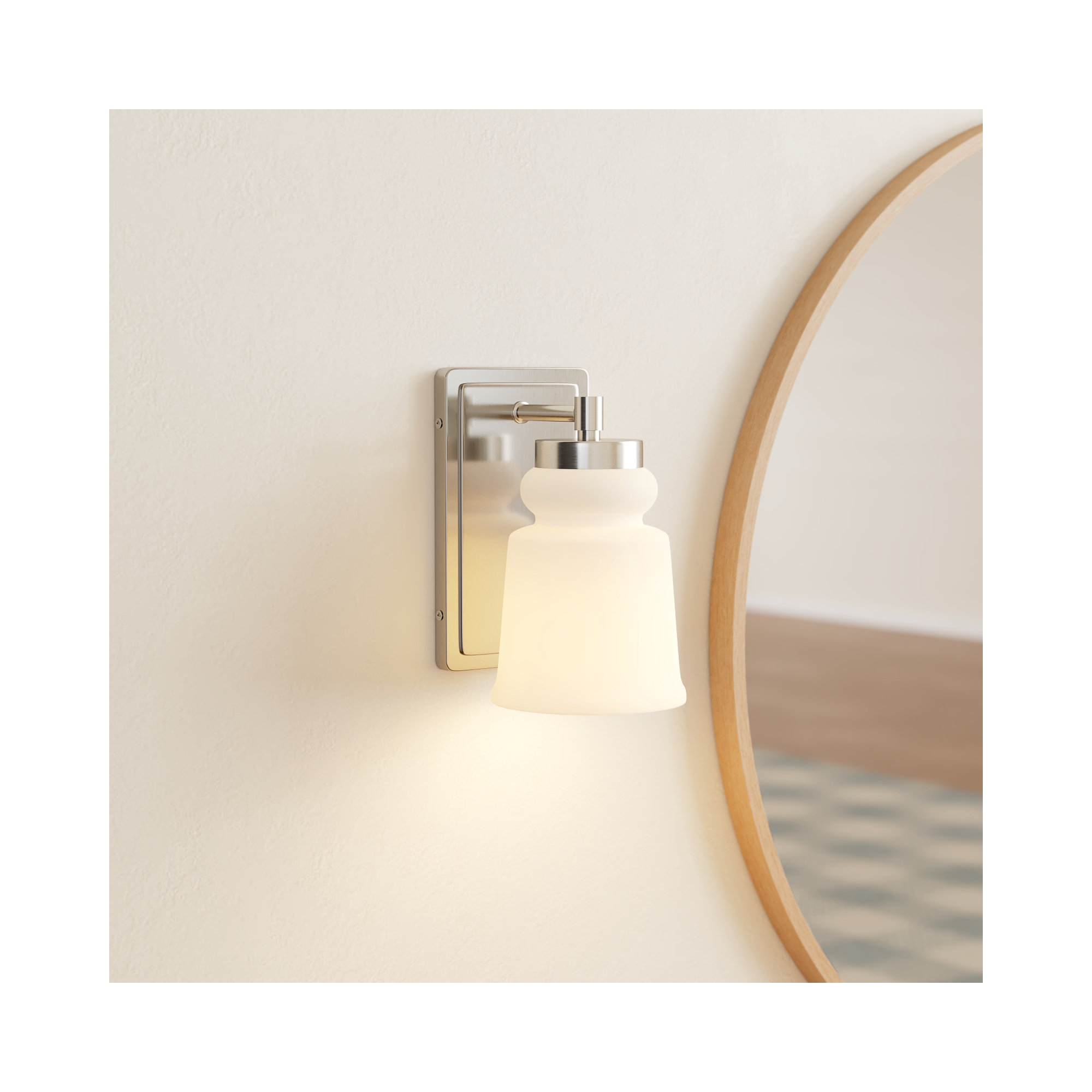 Grosseto Single Light Glass Dimmable Wall Sconces, Nickel