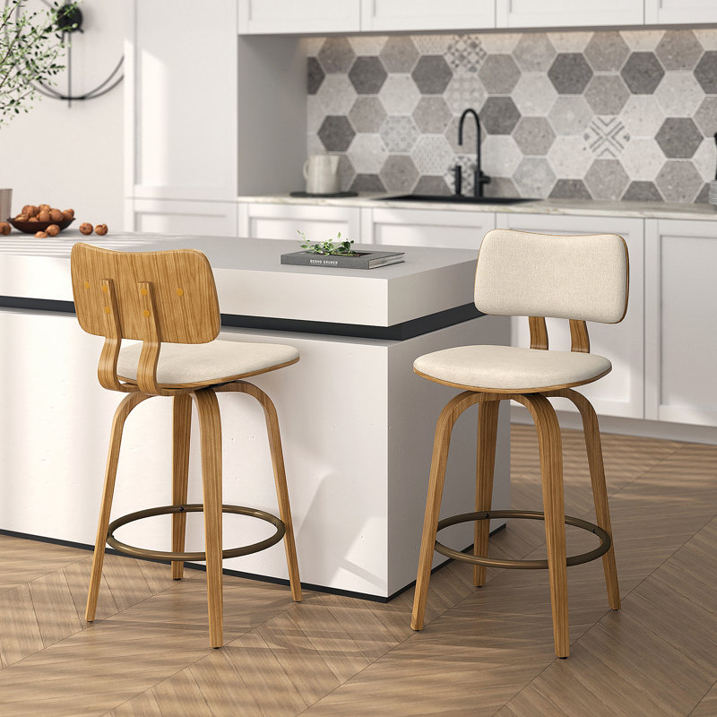 Tabouret de comptoir pivotant 26 po Braselton, Beige / Naturel