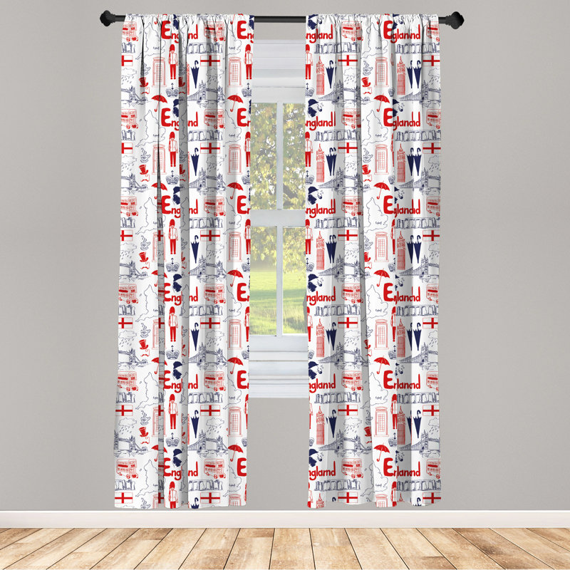 Room Darkening Sliding Panel Pair, 28" x 63", Red/Blue/White