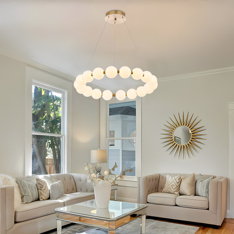 Harmehar 29" Wide Glass Circular Ring Orbit LED Integrated Chandelier