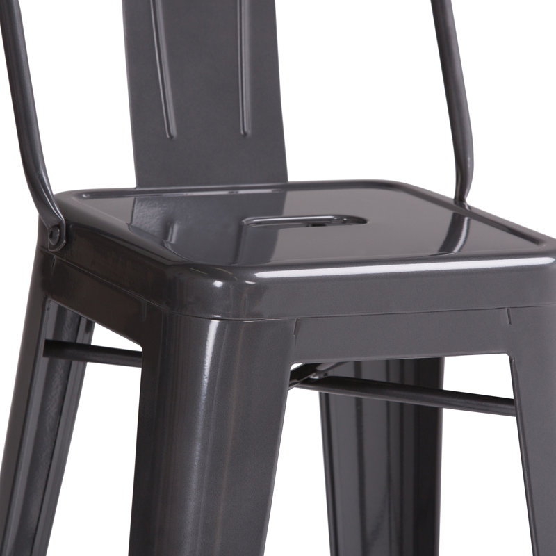 Rayne 24" Gray Industrial Metal Counter Stool, Set of 2