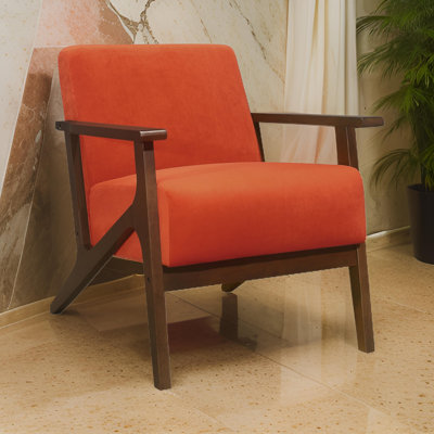Rica 32 Inch Accent Armchair, Solid Wood