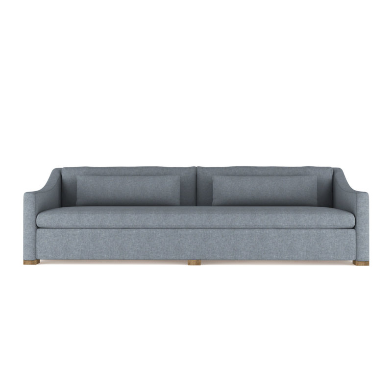 Canapé Crosby, H 32,5 po x l 108 po x P 43 po, Imprimé bleu de lin à tissage carré, Patiné