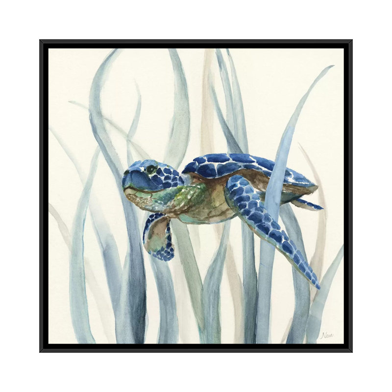 " Turtle In Seagrass II ", 37" H x 37" W x 1.5" D, Wrapped Canvas