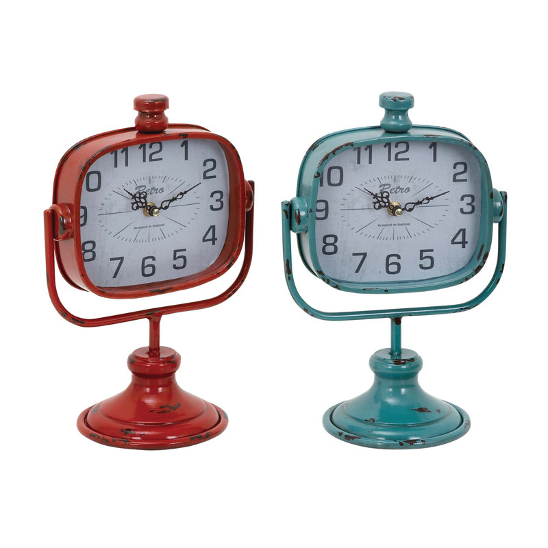 Rustic Analog Metal Quartz Movement / Crystal Tabletop Clock in