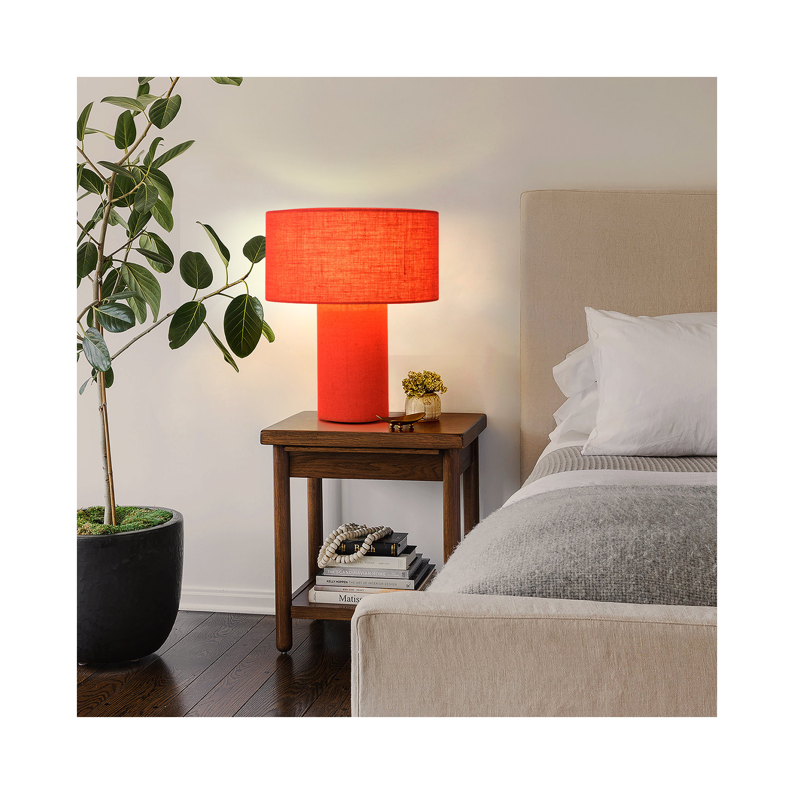  Linen Table Lamp, Crimson Red 