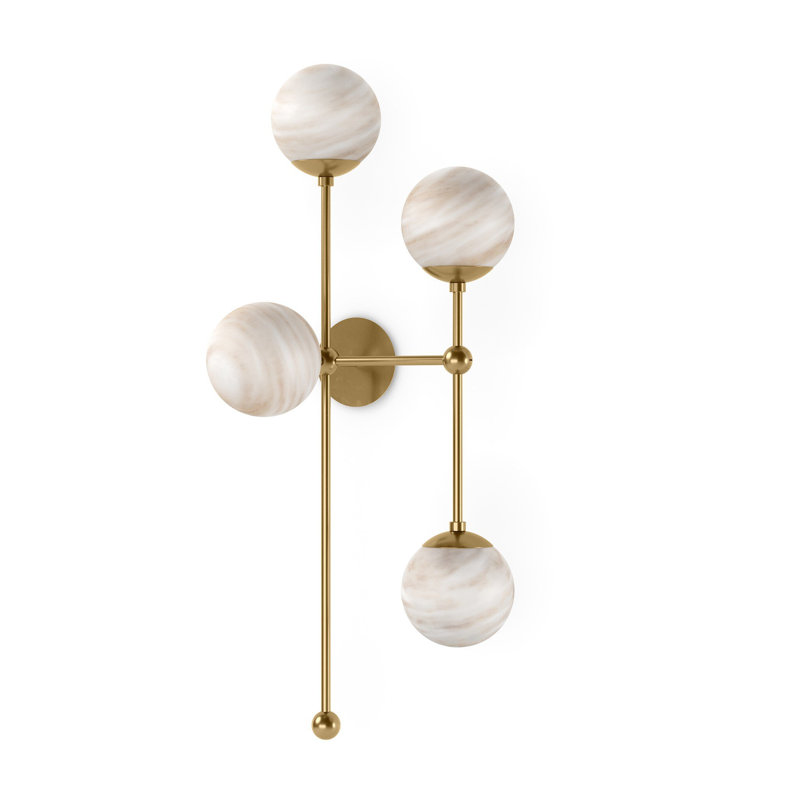 Armstrong 4 - Light Armed Sconce, Burnished Brass, Marbled Matte, Right