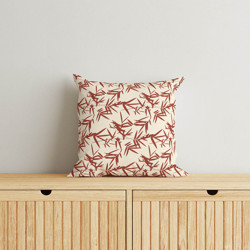 Coussin décoratif en bambou, Brique d'argile, Carré 18 po