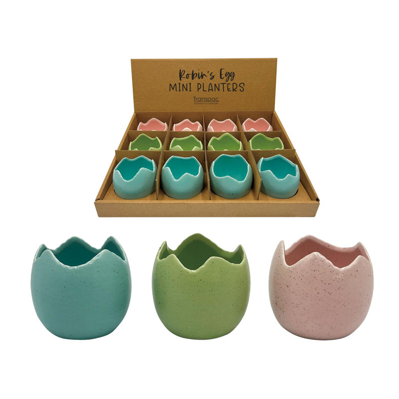 Transpac Ceramic Cracked Robins Egg Mini Planter In P Home Decorations Easter