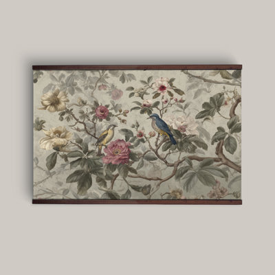 Botanical Textile Tapestry Art, William Morris Peony, Large Pink Print Tapestry, Vintage Tapestry, Canvas Wall Art