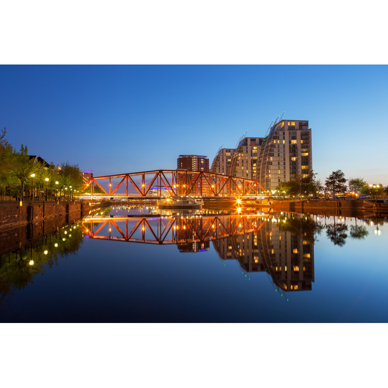 Red Bridge Manchester - Wrapped Canvas Print, 30cm H x 46cm W